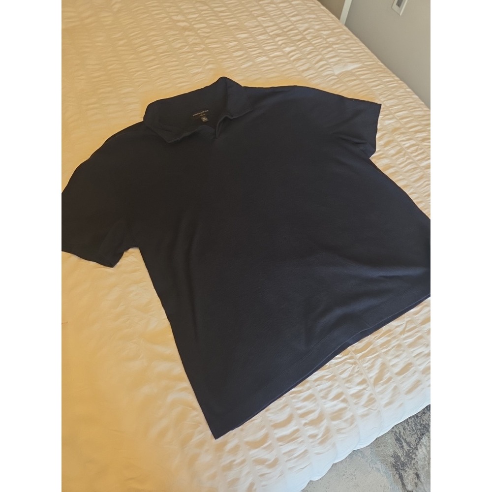 Banana Republic Mens XL Navy Blue Cotton Pique V-Neck Short Sleeve Polo Shirt
